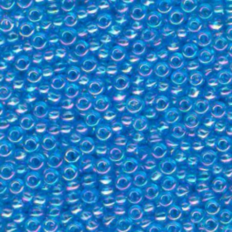 Transparent Aqua AB size 15/0 seed beads - 3 inch tube